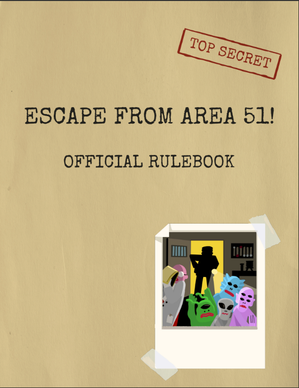 Escape from Area 51! Rulebook Cover